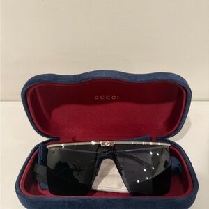 Gucci Black Shield Sunglasses with Gold Accents RIGHT ON TIME FOR SUMMER! HURRY!